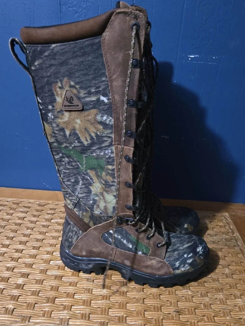 Rocky Men's Tall Lace-Up Camo Brown Snake Boots